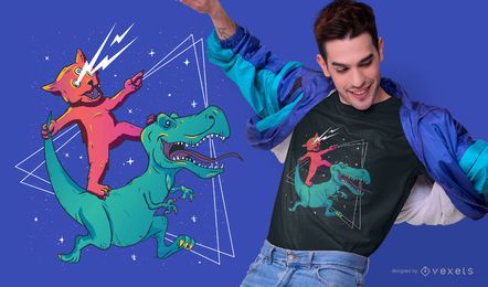 Cat riding dino t-shirt design Cat riding dino t-shirt design