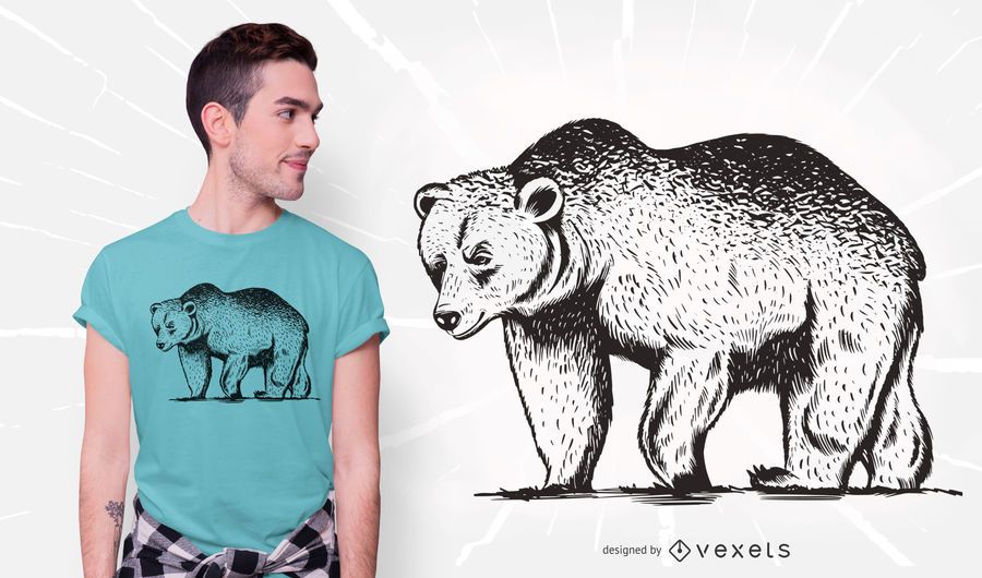 Projeto do t-shirt do urso pardo Projeto do t-shirt do urso pardo