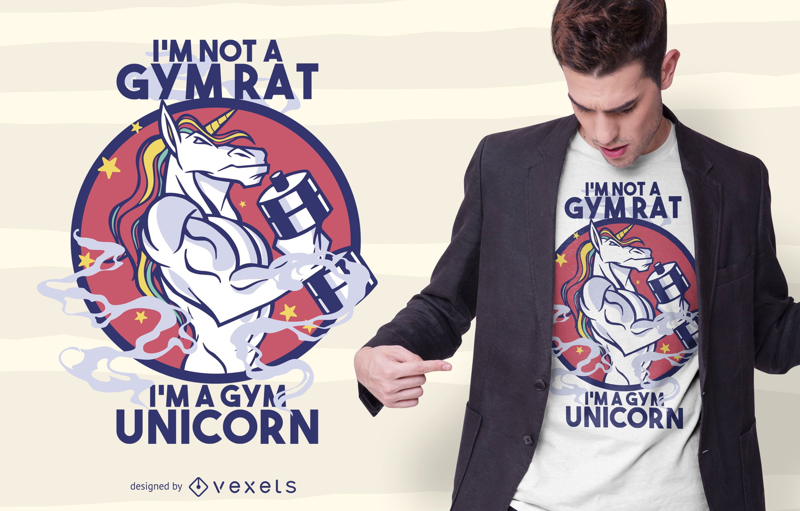 Diseño de camiseta gym unicorn