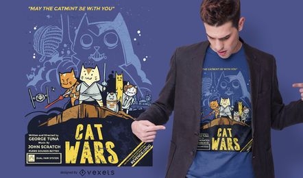 Cat Wars Funny T-shirt Design