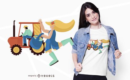 Farm Tractor People T-shirt Design