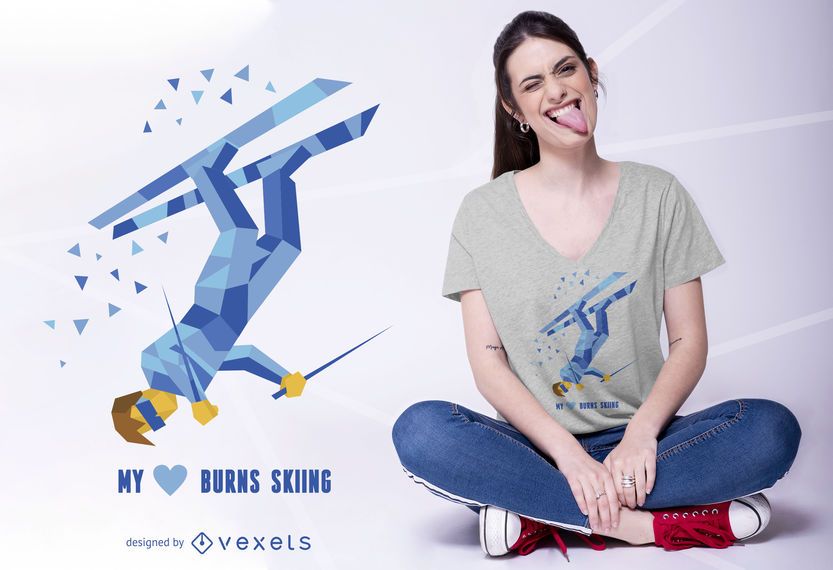 Ski heart t-shirt design Ski heart t-shirt design