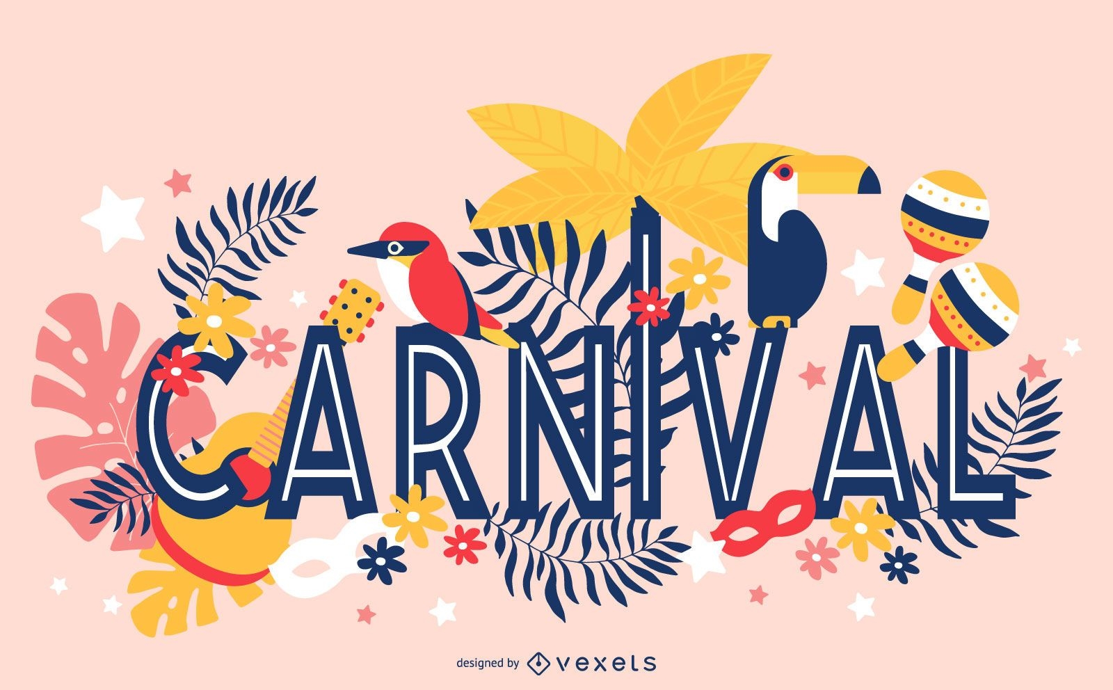 Design de ilustração para letras de carnaval