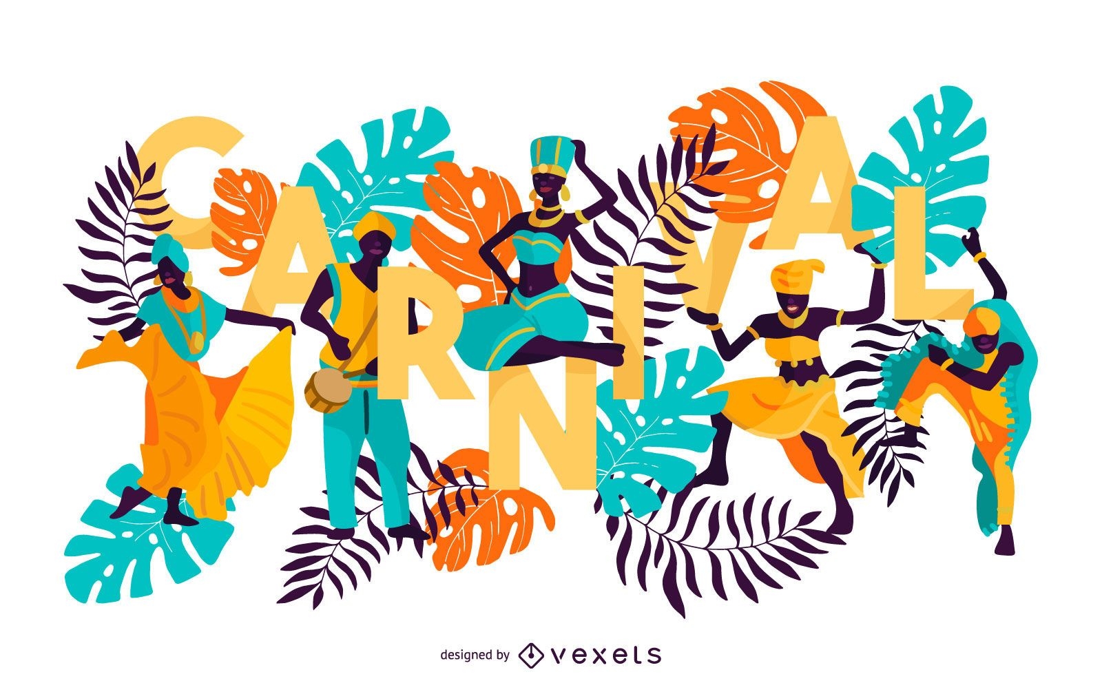 Diseño de letras coloridas de carnaval