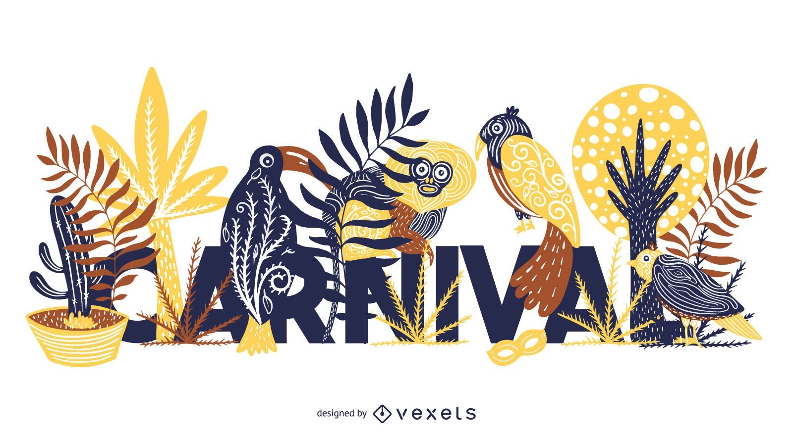 Karneval tropisches Tier Schriftzug Design