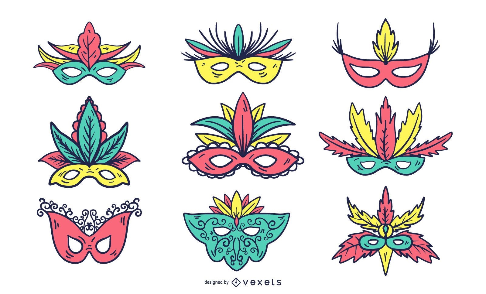 Colorful Carnival Mask Set