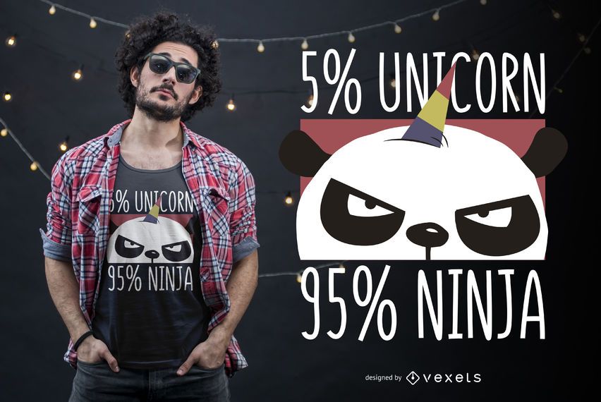 Design de t-shirt ninja unicórnio Design de t-shirt ninja unicórnio