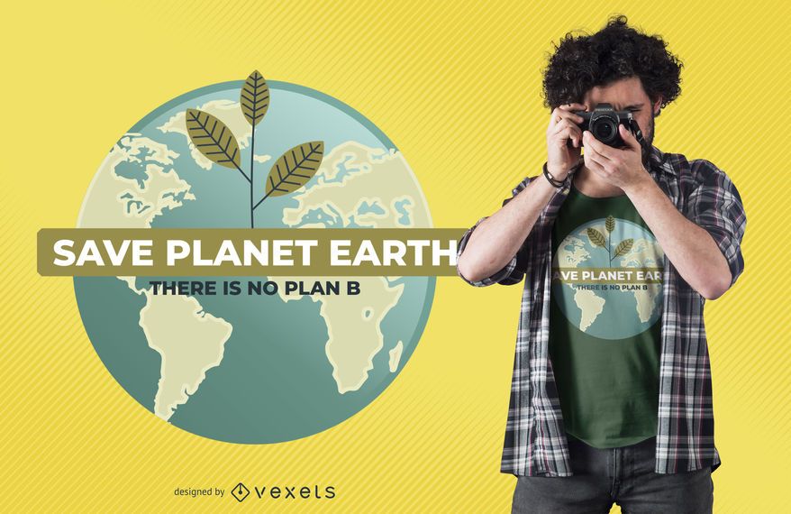 Ahorre el diseño de la camiseta del planeta tierra Ahorre el diseño de la camiseta del planeta tierra