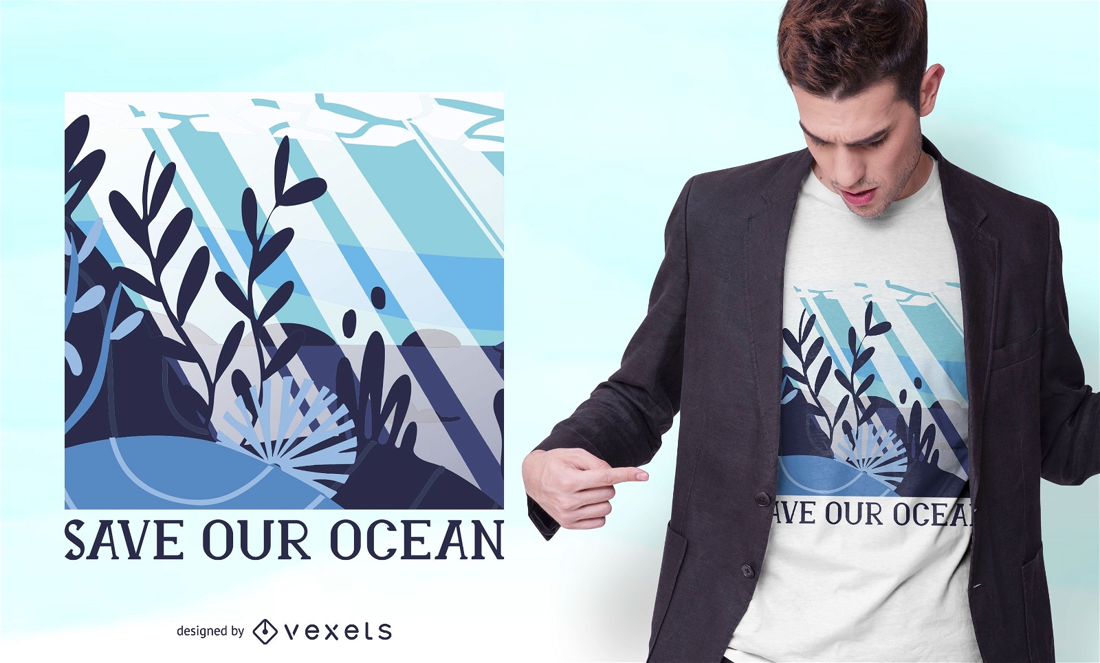 Salve nosso design de camiseta para o mar
