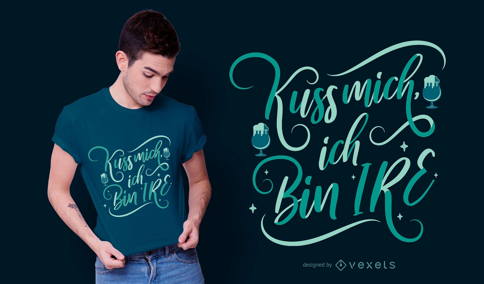 Design de camisetas com citações alemãs de St. Patrick