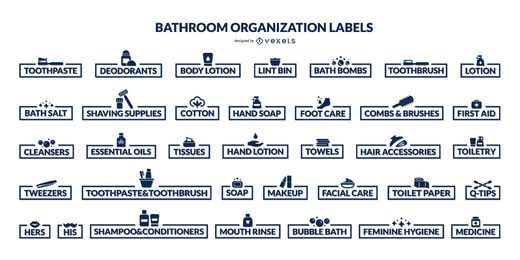 Bathroom organization labels set Bathroom organization labels set