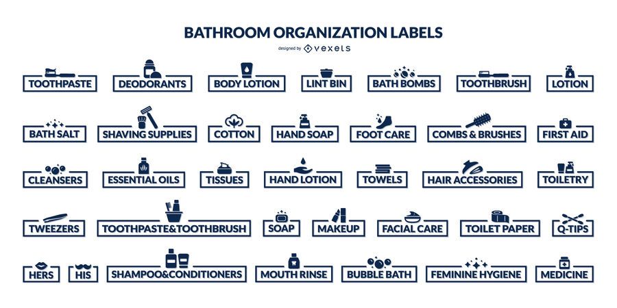 bathroom organization labels set vector download