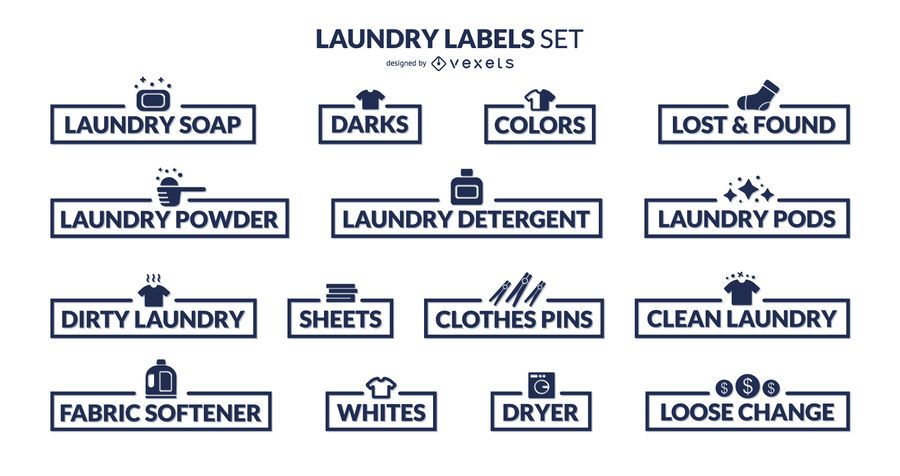 Laundry organization labels set Laundry organization labels set