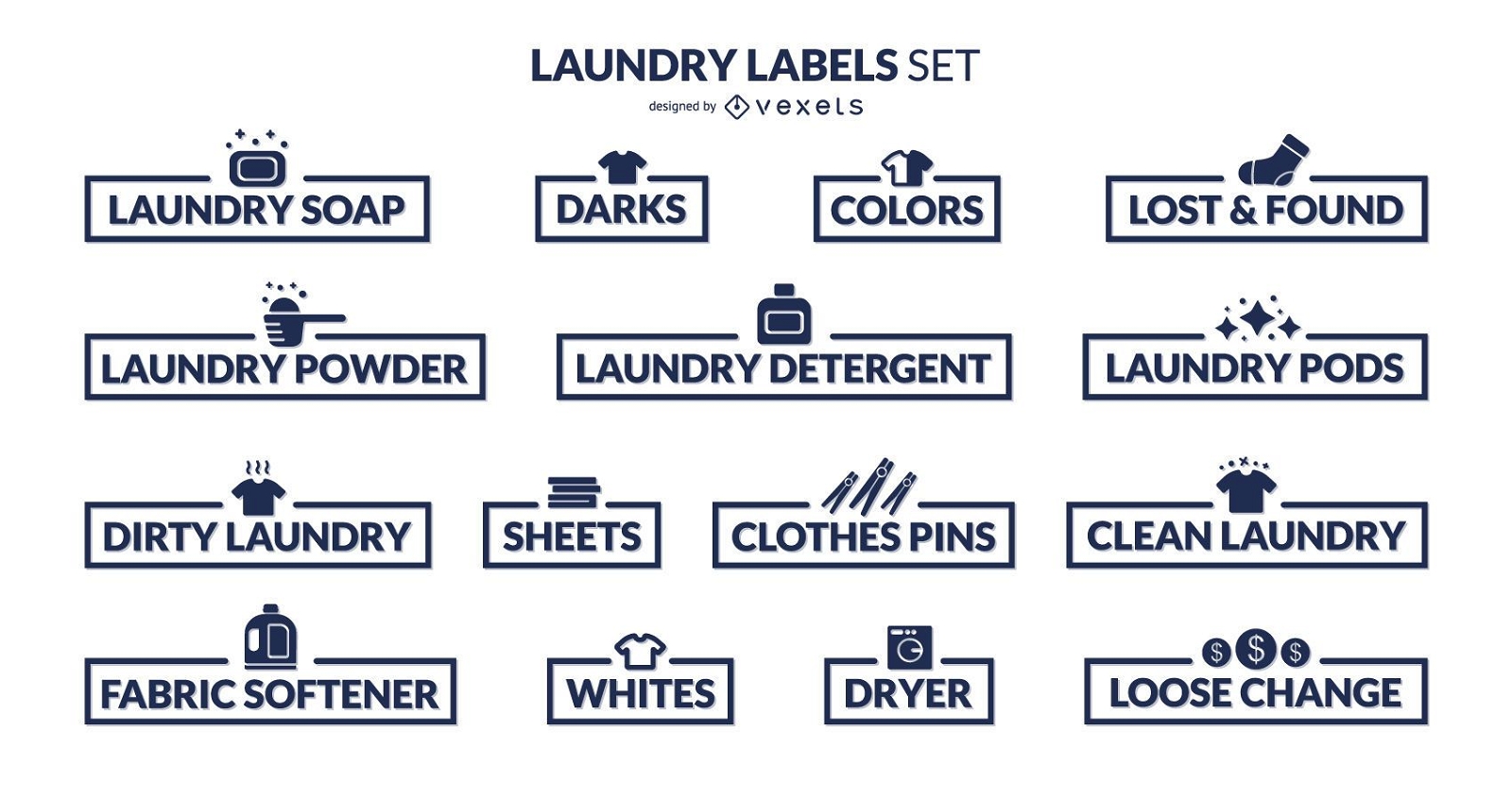 Conjunto de etiquetas de organización de lavandería