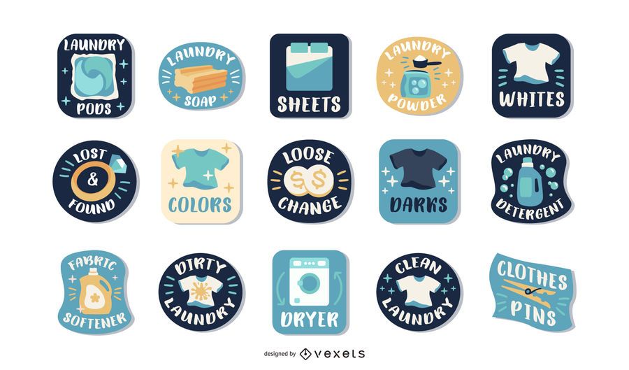 Laundry labels set Laundry labels set