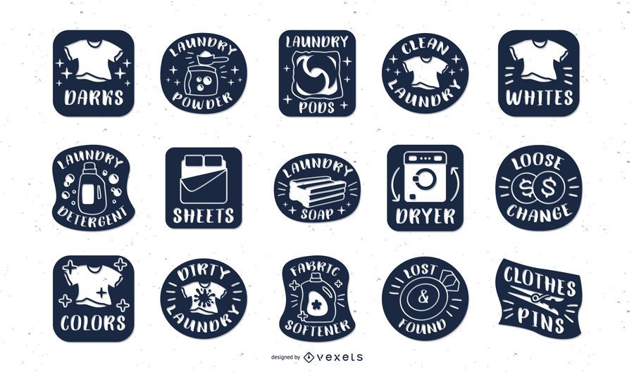 Laundry labels blue set Laundry labels blue set
