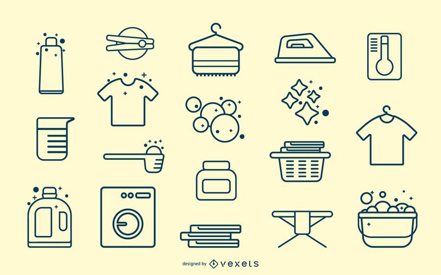 Laundry elements stroke collection Laundry elements stroke collection