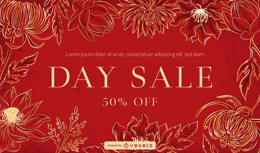 Modelo de banner floral vermelho Modelo de banner floral vermelho