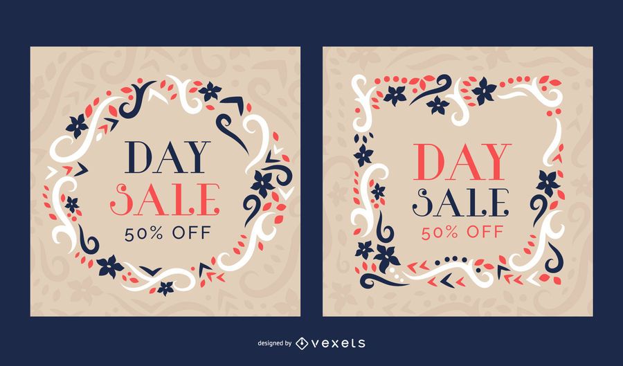 Conjunto de banner floral escandinavo Conjunto de banner floral escandinavo