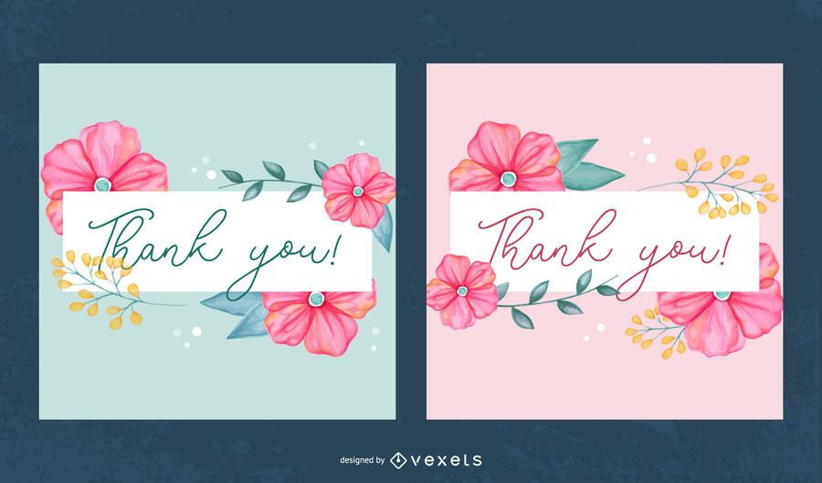 Soft flowers thank you banner set Soft flowers thank you banner set
