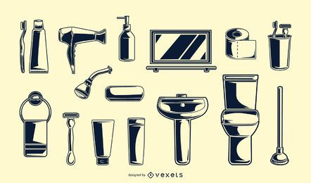 Vintage bathroom elements black set Vintage bathroom elements black set