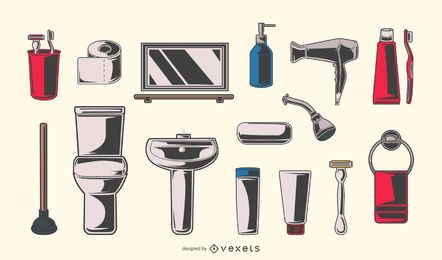 Vintage Badezimmer Elemente Set