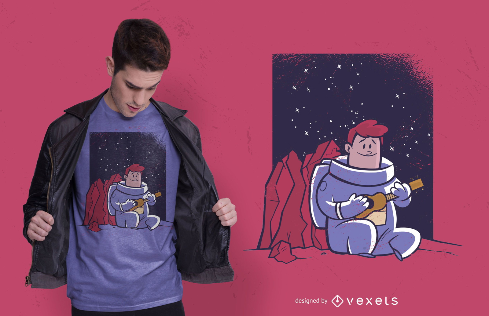 Diseño de camiseta Ukelele Astronaut