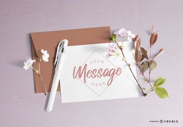 Composição de maquete de carta floral