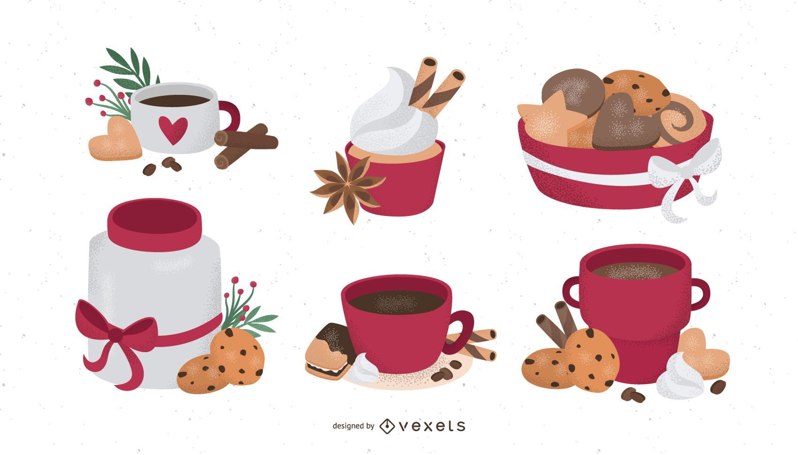 Conjunto de ilustração de alimentos de inverno