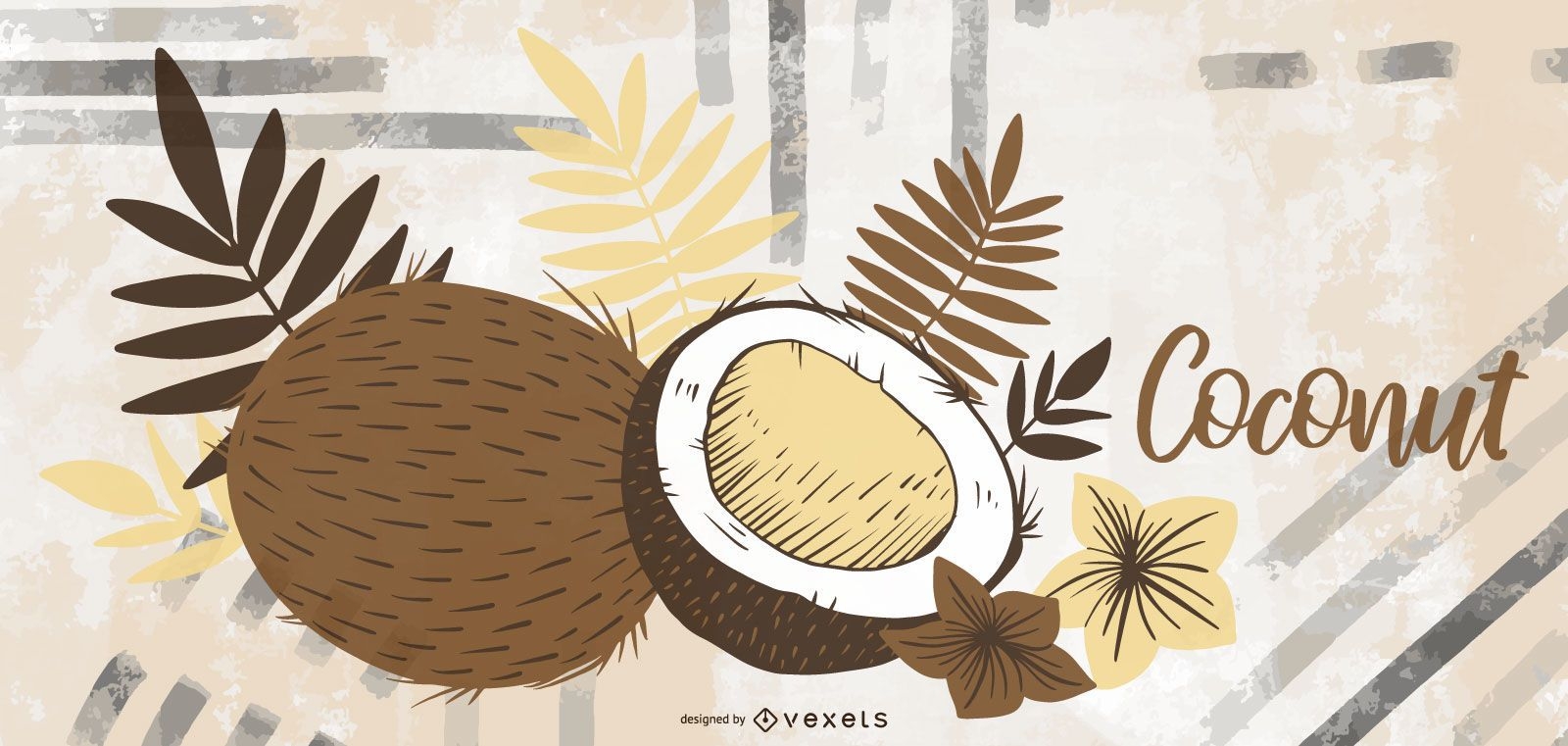 Gezeichnete Illustration der Kokosnusshand