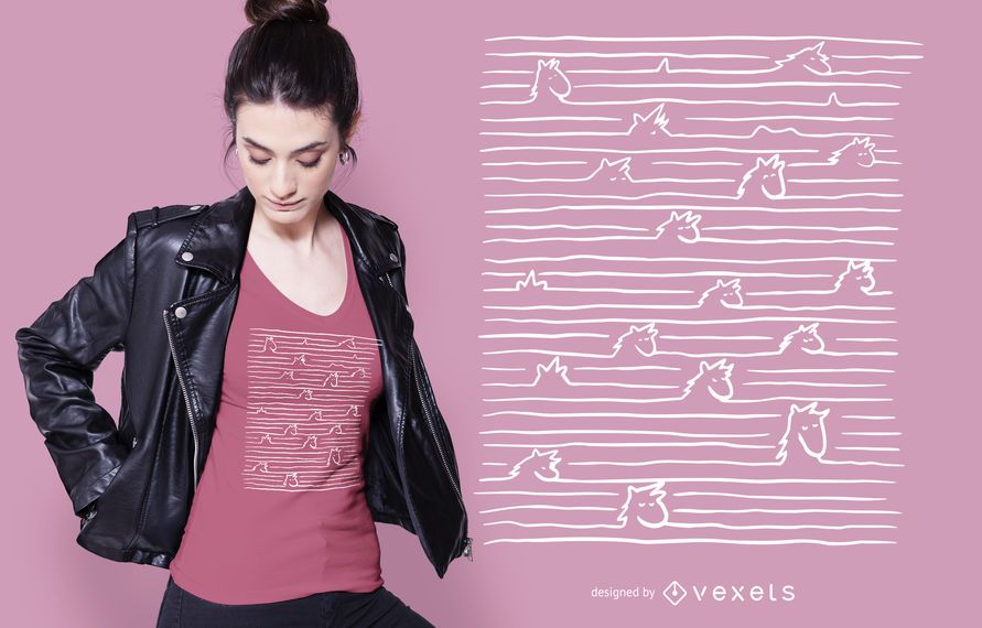 Unicorns in Lines T-shirt Design Unicorns in Lines T-shirt Design