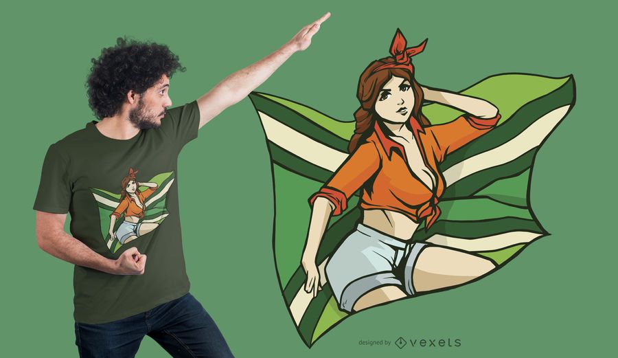 Pin-up Girl Flag T-shirt Design Pin-up Girl Flag T-shirt Design