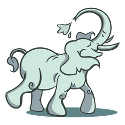 Elefante personagem verde elegante Desenho PNG