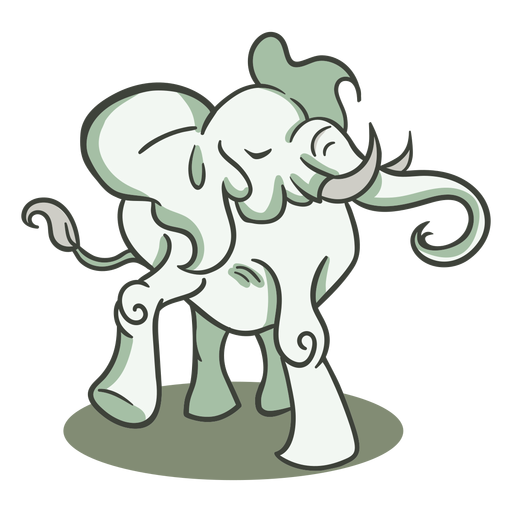Elefante verde personaje elegante Diseño PNG