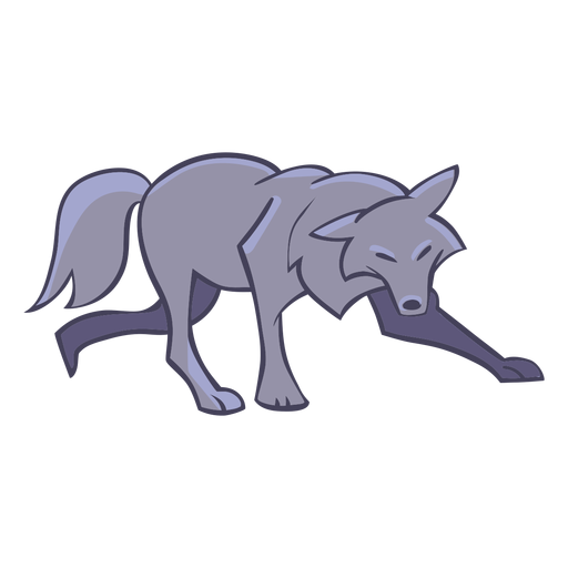 Stylish wolf character walks PNG Design