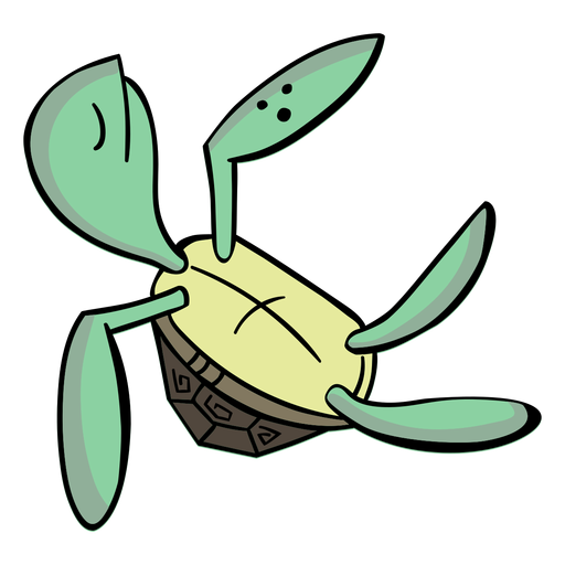 Personagem tartaruga elegante verde Desenho PNG