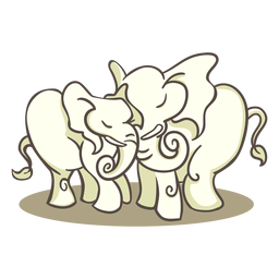 Two elephants stylish characters PNG Design