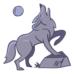 Wolf character moon stylish