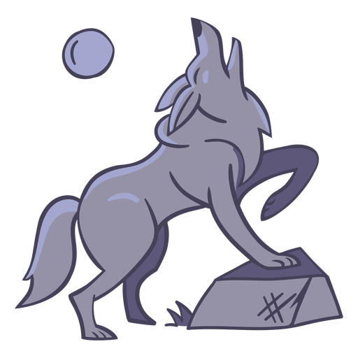 Luna personaje lobo elegante Diseño PNG