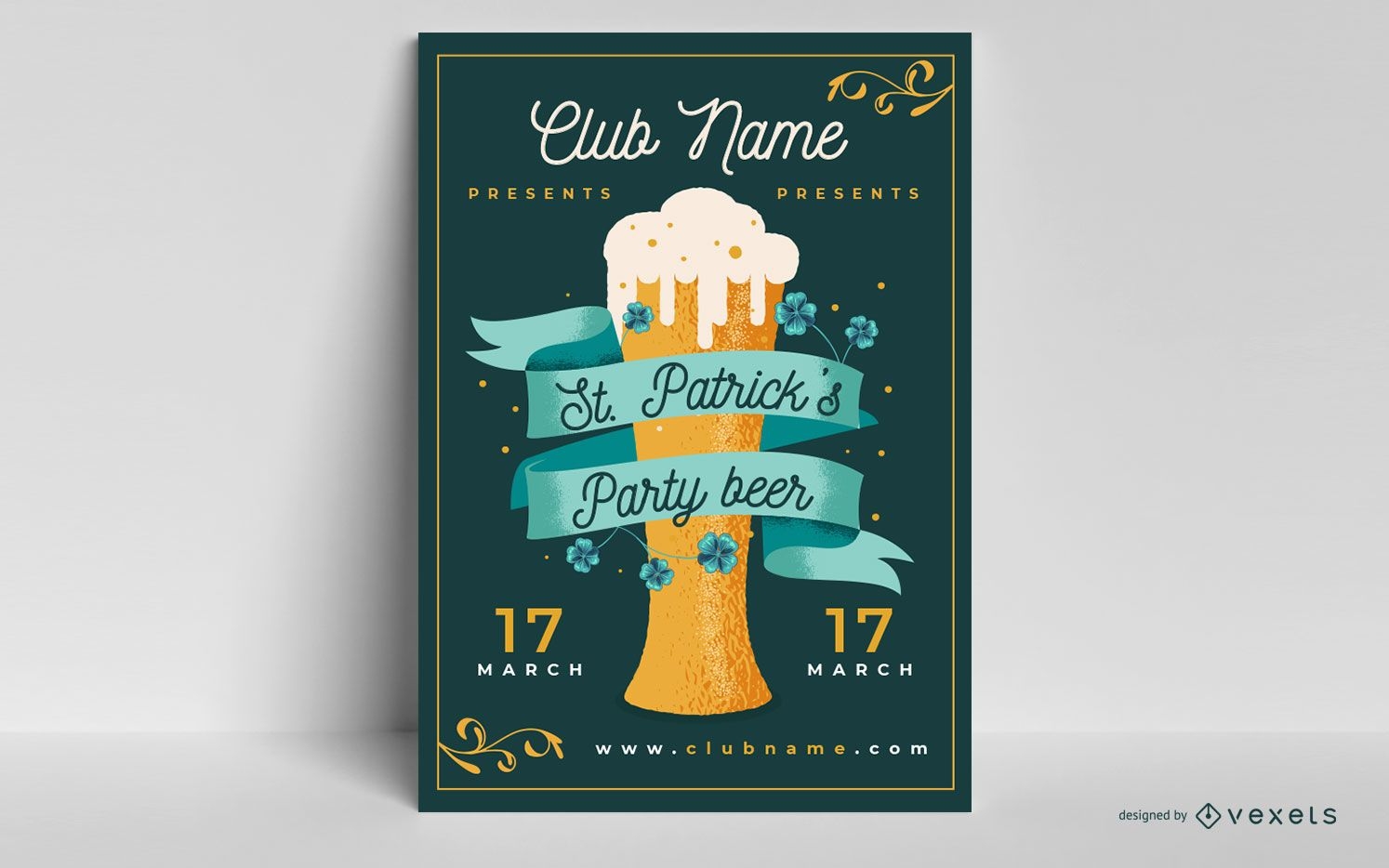 St patrick's beer party poster template