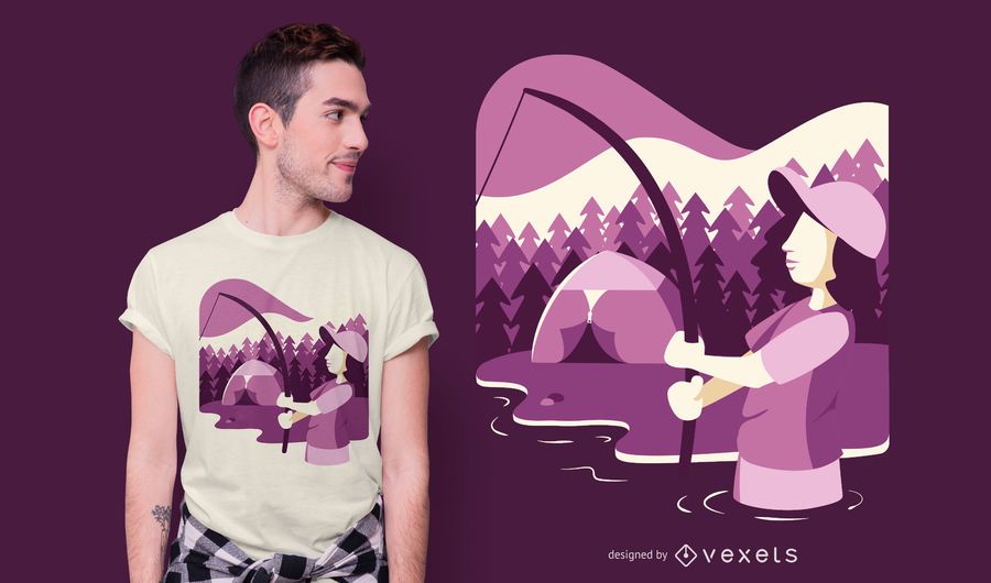 Woman Fishing T-shirt Design Woman Fishing T-shirt Design
