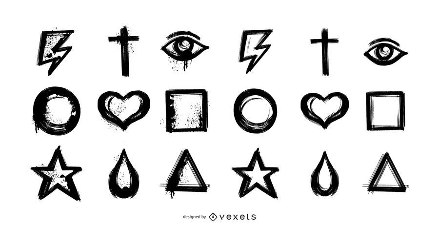 Grunge Icon Design Set Grunge Icon Design Set