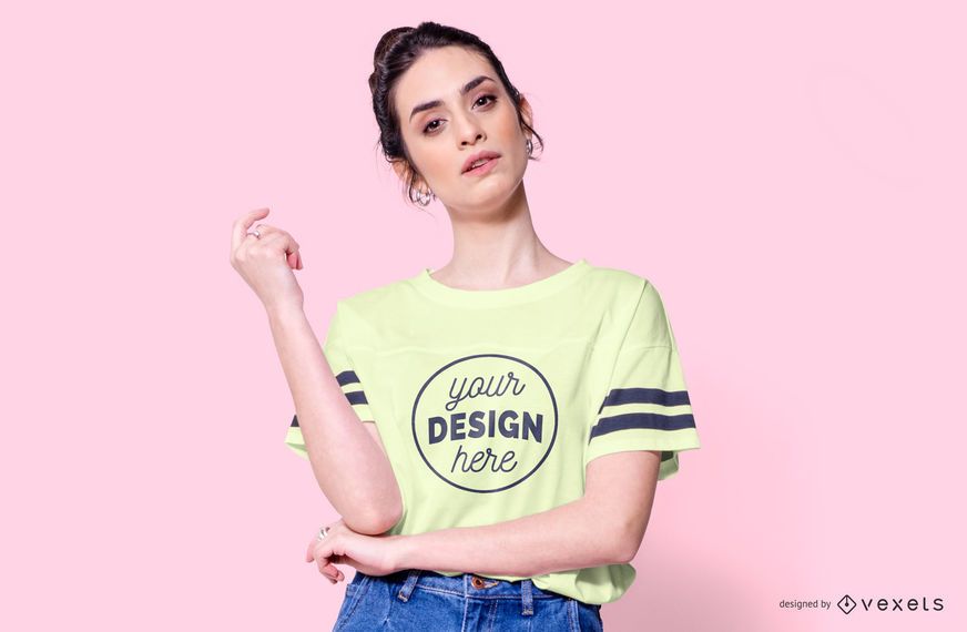 T-shirt with stripes model mockup T-shirt with stripes model mockup