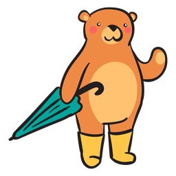 Lindo oso pardo llevando paraguas Diseño PNG