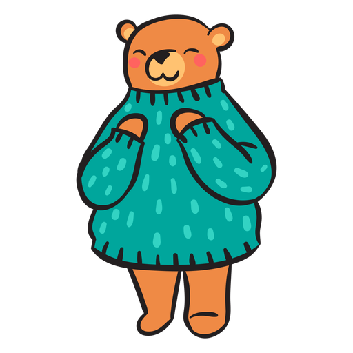 Cute brown bear green sweater
