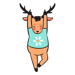 Veado marrom fofo dançando Desenho PNG