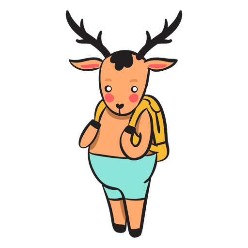 Cute brown deer hiking backpack PNG Design