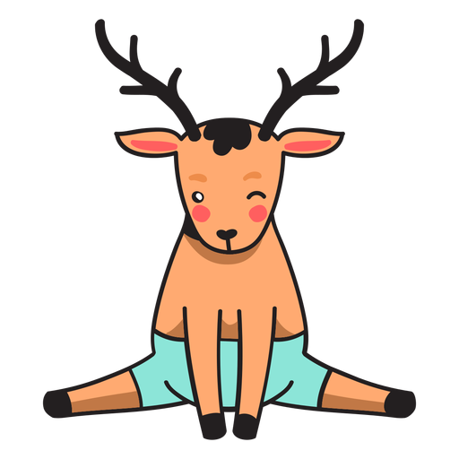 Cute brown deer winking split leap PNG Design