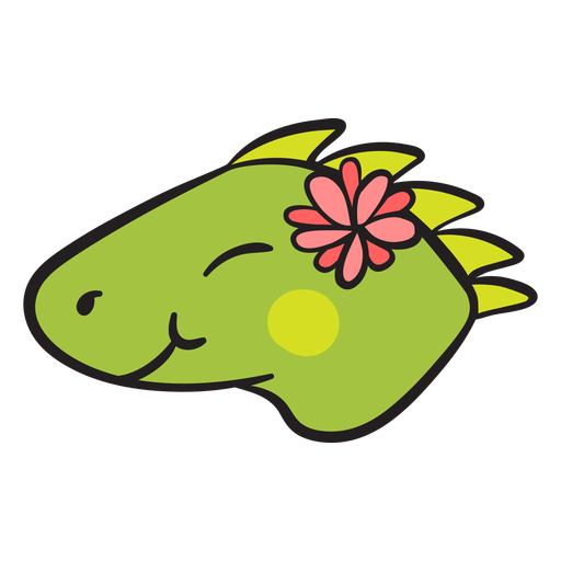 Cabeça de iguana verde fofa Desenho PNG