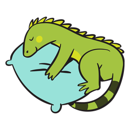 Linda iguana verde dormindo Desenho PNG